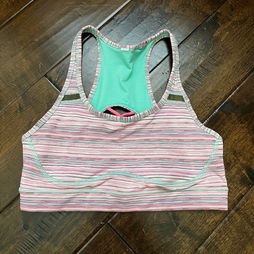 Lululemon Athletica Striped Sports Bra - Pink and Green